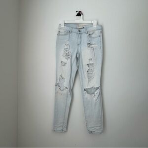 Garage Distressed Light Wash Boyfriend Jeans